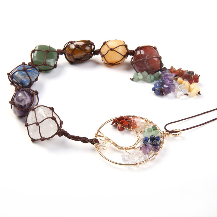 7つのチャクラを繋ぐタッセルネックレス - バランスと癒し