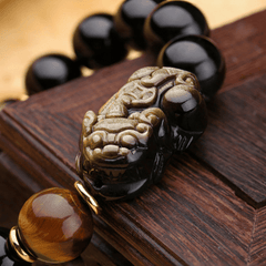 天然ゴールドオブシディアンダブルピクシーブレスレット