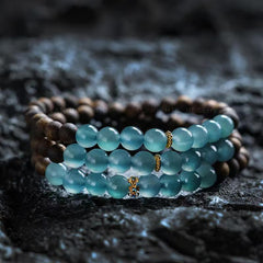 中國風木瑪瑙串珠手鍊-保佑平安,驅除小人