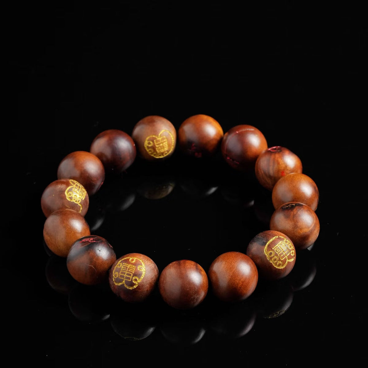 道教風水雷光ナツメ木彫りブレスレット