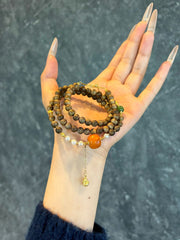 沉香、蜂蠟、珍珠碧玉項鍊-祈福平安