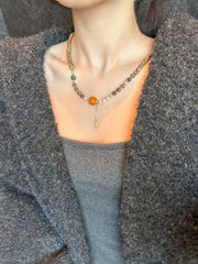 沉香、蜂蠟、珍珠碧玉項鍊-祈福平安