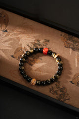 黄金の豊かさの黒曜石の繁栄のブレスレット