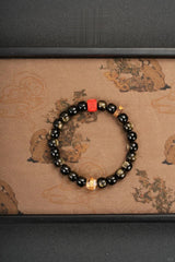 黄金の豊かさの黒曜石の繁栄のブレスレット