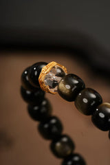 黄金の豊かさの黒曜石の繁栄のブレスレット