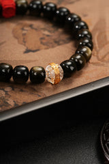 黄金の豊かさの黒曜石の繁栄のブレスレット