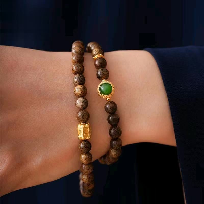 沈香ジャスパー新中国風ブレスレット - 幸運をもたらす