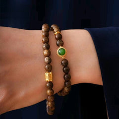 沈香ジャスパー新中国風ブレスレット - 幸運をもたらす