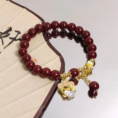 幸運と幸運を呼ぶ辰砂ブレスレット - 幸運を呼ぶカップルブレスレット