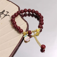 幸運と幸運を呼ぶ辰砂ブレスレット - 幸運を呼ぶカップルブレスレット