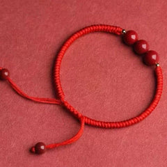 Lucky three beads cinnabar red string bracelet