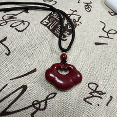 Cinnabar Ancient Peace Lock Pendant