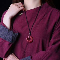 辰砂雲模様古代お守り平和リング——祝福の平和