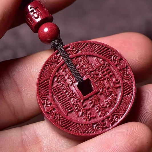 Cinnabar ghost money peace buckle pendant - bring wealth and peace