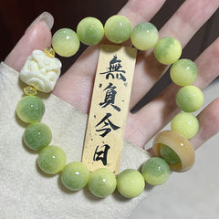 Cinnabar red six-character mantra Bodhi bracelet - bless peace