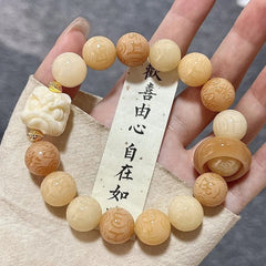 Cinnabar red six-character mantra Bodhi bracelet - bless peace