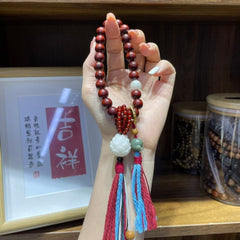 硃砂瑞雲蓮花護心手鍊 - 平安平衡