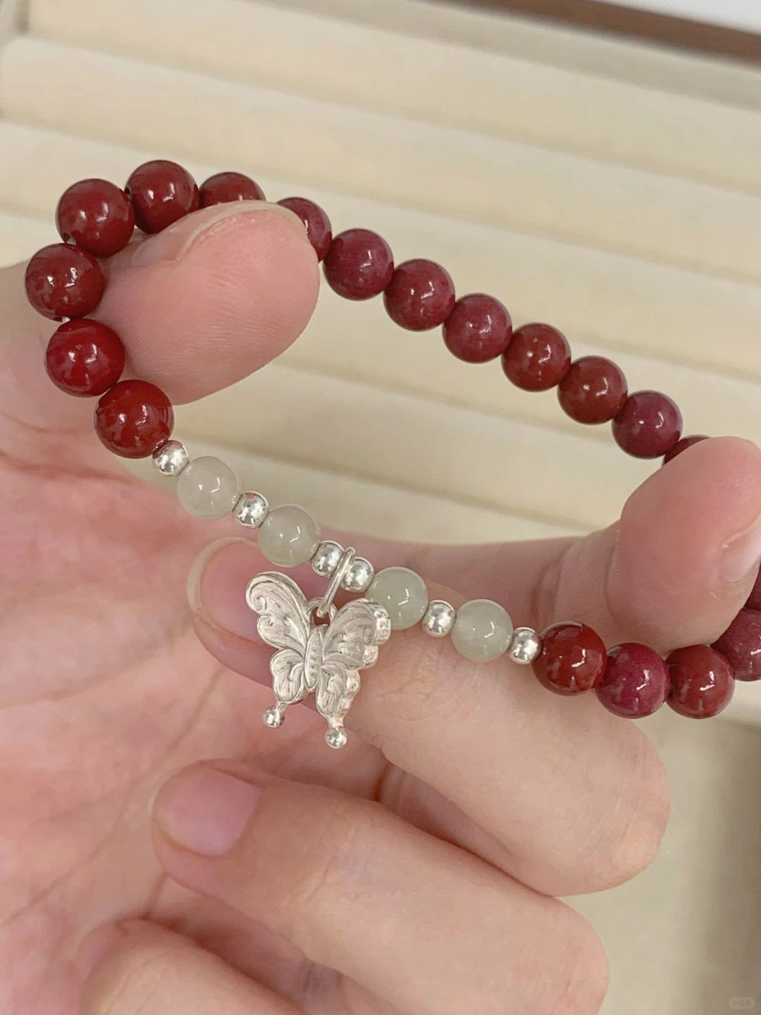 Enchanted Ruby - Toned Butterfly Charm Bracelet