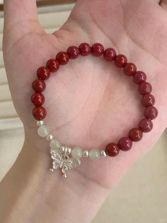 Enchanted Ruby - Toned Butterfly Charm Bracelet