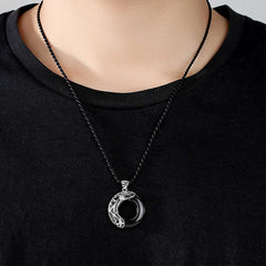 龍鳳情侶項鍊 - 黑曜石和蛋白石吊墜,祈求庇佑