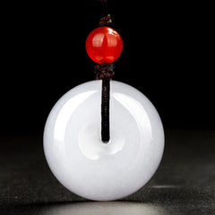 白翡翠のディスクネックレス - 清浄と善良な物事のために