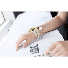 白翡翠菩提樹種数珠 - 108個入りブレスレット/ネックレス