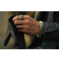 古代の銀龍カフブレスレット