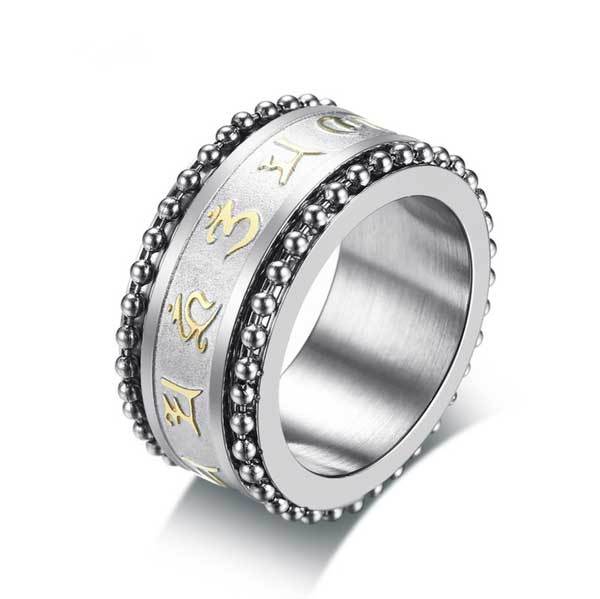 仏教のマントラスピナー 不安を和らげるリング - 不安を和らげる