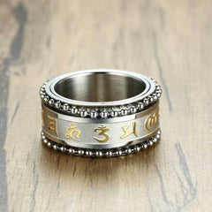 仏教のマントラスピナー 不安を和らげるリング - 不安を和らげる