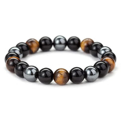 Triple Protection Bracelet - Tiger’s Eye, Obsidian, HematiteHealing Energy Jewelry