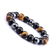 Triple Protection Bracelet - Tiger’s Eye, Obsidian, HematiteHealing Energy Jewelry
