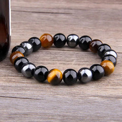 Triple Protection Bracelet - Tiger’s Eye, Obsidian, HematiteHealing Energy Jewelry