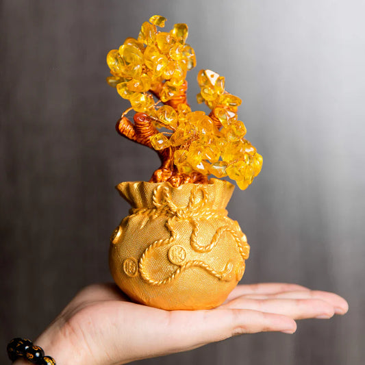 黃水晶搖錢樹,帶來繁榮 - 招財進寶的搖錢樹風水寶石飾品