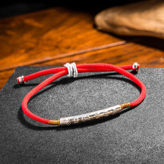 Tibetan Red String Bracelet-Six-Character Engraved Mantra Prayer Buddhist Mascot