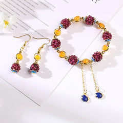 Natural Garnet Chalcedony Bracelet & Earrings Set - Passion, Joy, Beauty