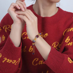 Natural Garnet Chalcedony Bracelet & Earrings Set - Passion, Joy, Beauty