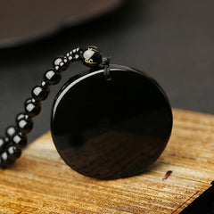 黒曜石のガネーシャ神ペンダント - 成功のネックレス