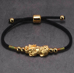 風水赤い糸の貔貅ブレスレット - チベット仏教調節可能