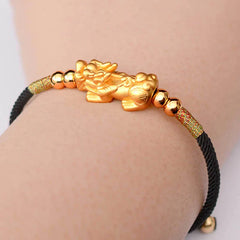 風水赤い糸の貔貅ブレスレット - チベット仏教調節可能