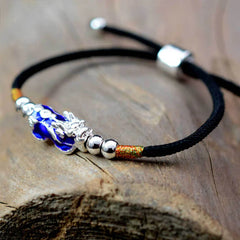 温度で色が変わる貔貅ブレスレット - 手編みロープ