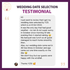 Selection of Auspicious Date for Chinese Wedding by Grand Master