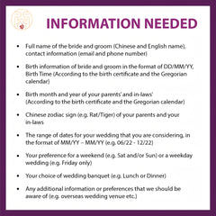 Selection of Auspicious Date for Chinese Wedding by Grand Master